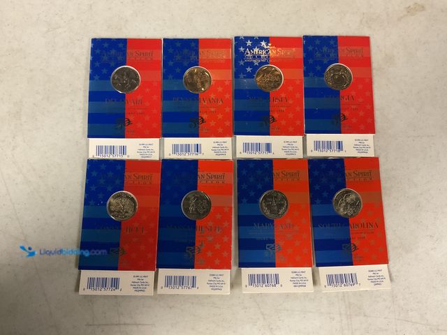 Lot 49-1505446 - LOT OF 8 AMERICAN SPIRIT COLLECTION 50 STATE QUARTERS INCLUDING DELAWARE, PENNSYLVANIA, NEW JERSEY, ...
