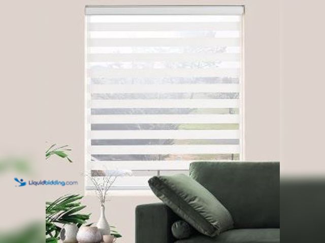 Lot 49-5436115 - Zebra Roller Shades, Dual Layer Roll Up Blind for Living Room, Semi Sheer Shades Window Privacy Ligh...