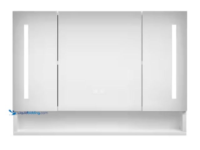 Lot 49-2006281 - IDEAGLE 39 in. W x 28 in. H 3-Door Rectangular Aluminum Medicine Cabinet, Bath Storage Cabinet w/ Mi...