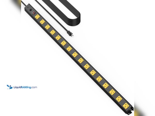 Lot 49-5553642 - HHSOET 16 Outlet Long Power Strip, 12 Gauge Extension Cord. Yellow, 15FT. | Heavy Duty, Surge Protec...