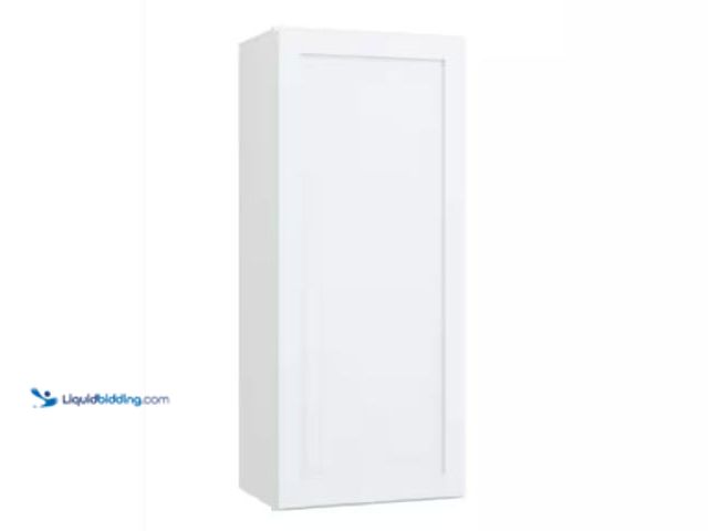 Lot 49-2022906 - Hampton Bay Courtland 18 in. W x 12 in. D x 42 in. H Assembled Shaker Wall Kitchen Cabinet in Polar ...