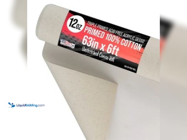 Lot 49-3631163 - U.S. Art Supply 12-Ounce Triple Primed Gesso 63" Wide x 6' Long (2 Yards), 100% Cotton, Acid-Free - ...