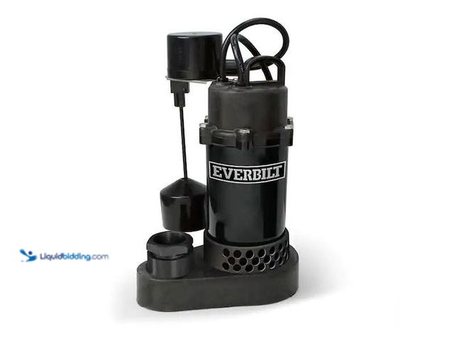 Lot 49-5551516 - Everbilt
1/2 HP Aluminum Submersible Sump Pump Vertical Switch, Used