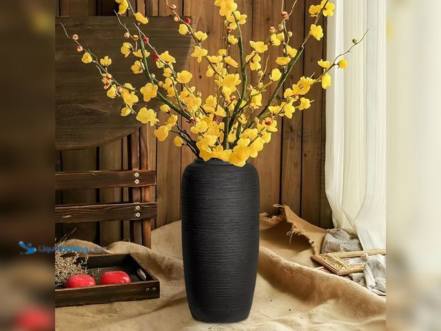 Lot 49-5463716 - Black Rustic Ceramic Farmhouse Tall Floor Vase,15.7 Inch Vintage Large Vases Pottery Clay Terracotta...