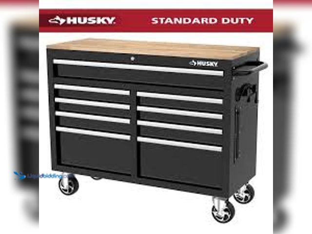 Lot 49-5423030 - Husky Modular Tool Storage 52 in. W x 20 in. D Standard Duty Black Mobile Workbench Cabinet. Model #...
