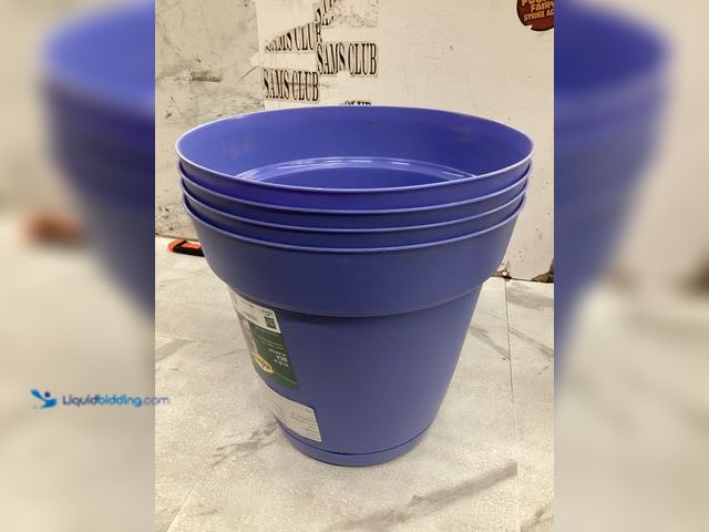 Lot 49-5488539 - QTY 4 - Vigoro 12 in. Bea Medium Blue Bell Resin Planter (12 in. D x 10.7 in. H) With Drainage Hole ...