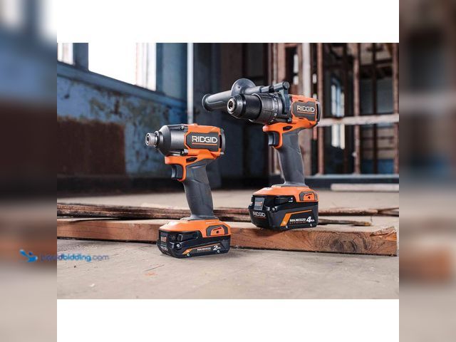 Lot 49-5453507 - RIDGID 18V Brushless Cordless 2-Tool Combo Kit with Hammer Drill, Impact Driver and Bag. [Model # R9...