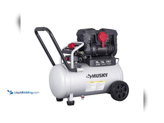Lot 49-5547916 - Husky
10 Gal. 175 PSI Electric Oil-Free Quiet Auto/Workshop Hotdog Air Compressor with Dual Gauges ...