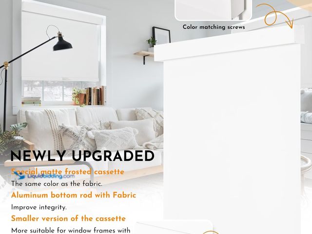 Lot 49-5544095 - Persilux Blackout Roller Blinds for Indoor Windows, Cordless Roller Shades with Valance, Thermal Ins...