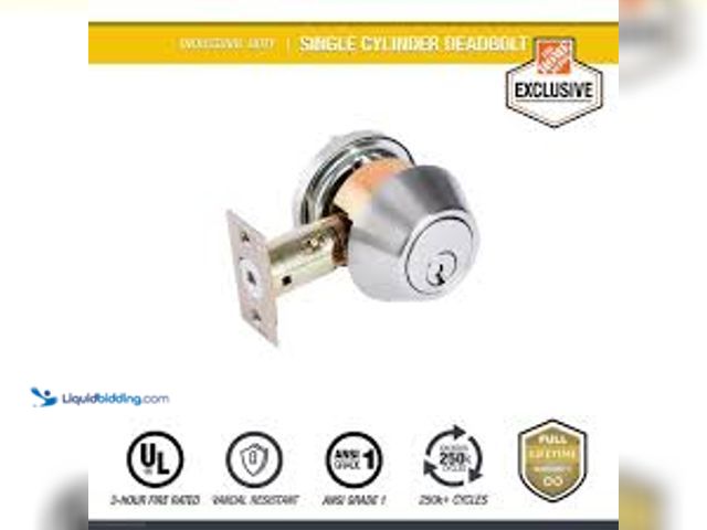 Lot 49-5461308 - QTY 2 -Universal Hardware Industrial Duty Commercial Single Cylinder Deadbolt, UL 3-Hour Fire ANSI G...