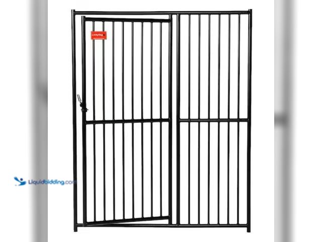Lot 49-1623496 - Lucky Dog Euro Style 6 ft. H x 5 ft. W Black Metal Kennel Fence Panel with 29-3/4 in. Gate Opening, ...