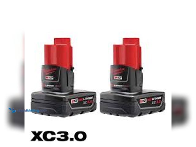 Lot 49-5475763 - Milwaukee M12 12-Volt Lithium-Ion XC Extended Capacity 3.0 Ah Battery Pack (2-Pack). Model # 48-11-2...