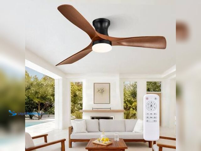Lot 49-5546338 - MOKSILED 52 In Indoor/Outdoor Ceiling Fan LED Light Remote Reversible DC Motor Flush Mount Standard ...
