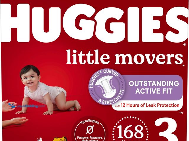 Lot 49-5544290 - Huggies Size 3 Diapers, Little Movers Baby Diapers, Size 3 (16-28 lbs), 168 Count (6 Packs of 28), P...