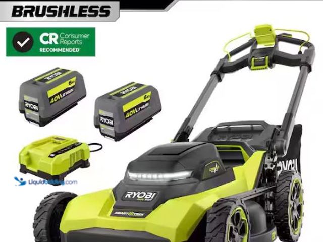 Lot 49-1558248 - RYOBI 40V HP Brushless 21 in. Cordless Battery Walk Behind Multi-Blade Self-Propelled Mower w/ (2) 6...