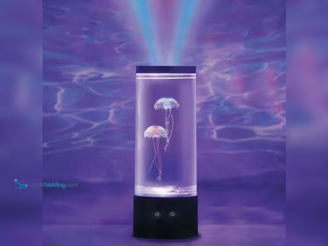 Lot 49-3614586 - Lot of (2) Lithaus 9 in. Black Indoor Jellyfish Table Lamp with RGB LED, Model # LH-ML002-999, New. ...