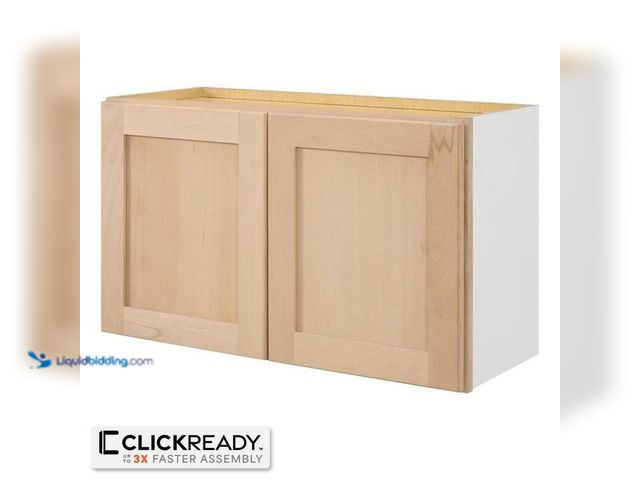 Lot 49-5445910 - Hampton Bay 30 in. W x 12 in. D x 18 in. H Ready to Assemble Wall Bridge Kitchen Cabinet in Unfinish...