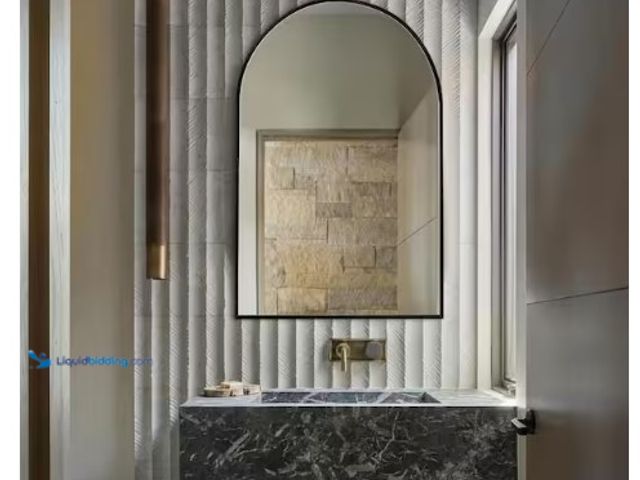 Lot 49-1566728 - Sxiawe 24 in. W x 36.2 in. H Arched Aluminum Frame Black Wall Mirror/Classic Accent Mirror, Model # ...