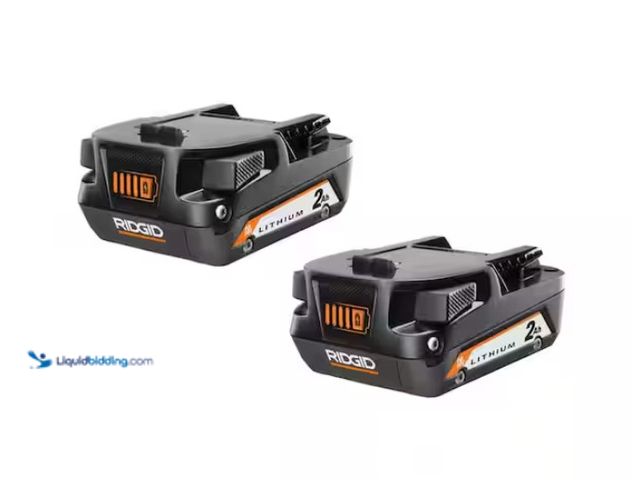 Lot 49-1578056 - (2-Pack) RIDGID 18V Compact Lithium-Ion Battery, Model # AC8400802P, Slightly used, Works, Powers on...
