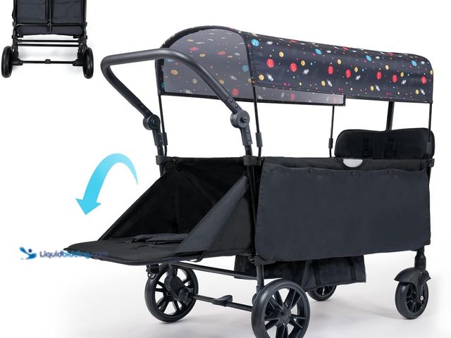 Lot 49-5408817 - Infant Master Collapsible Wagon with Canopy and Large Wheels - All-Terrain Heavy Duty Folding Cart f...