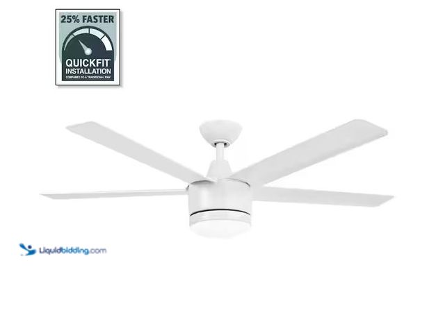 Lot 49-5555386 - Home Decorators Collection
Merwry 52 in. Intergrated LED Matte White Ceiling Fan With Light And Rem...