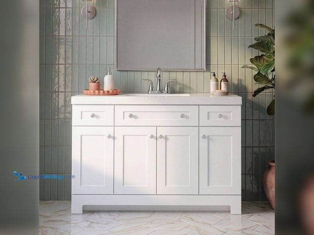Lot 49-5556926 - Glacier Bay
Everdean 49 in. Single Sink White Freestanding Bath Vanity with White Cultured Marble T...