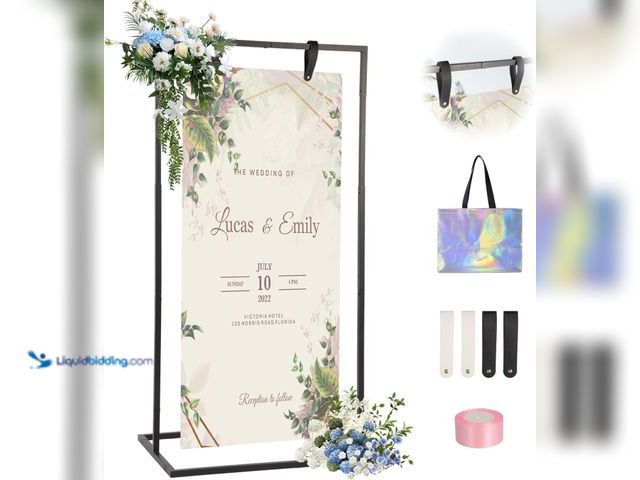 Lot 49-5482049 - APUVEI Wedding Welcome Sign Stand - 43" or 55" Heavy Duty Easel Stand for Sign with 4 Leather Strap,...