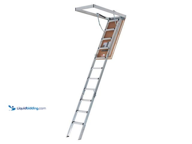 Lot 49-5408124 - Louisville Ladder Energy Efficient 7 ft. 8 in. to 10 ft. 3 in., 22.5 in. x 54 in. Insulated Aluminum...