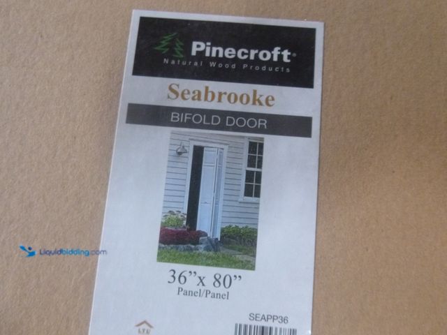 Lot 49-1518291 - Pinecroft Seabrooke 36-in x 80-in White Louver Hollow core Prefinished PVC Closet Bifold Door ( Hard...