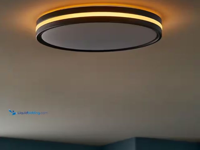 Lot 49-1536791 - Hampton Bay Ashburrow 15 in. Light Matte Black Adjustable CCT Integrated LED Ceiling Flush Mount Fix...