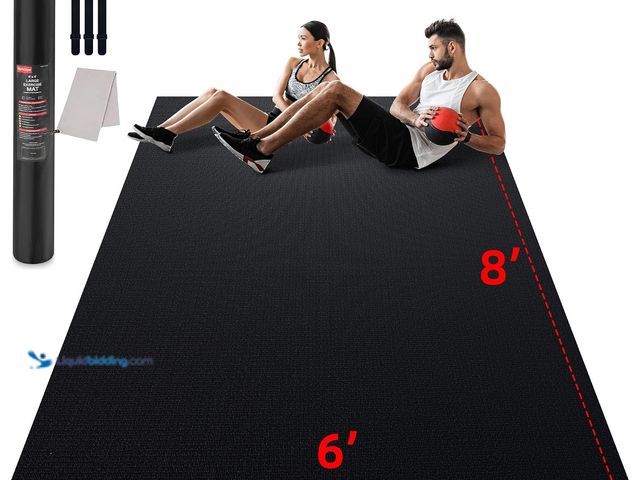 Lot 49-3617601 - 8-Ft x 6-Ft Extra Thick Workout Gym Exercise Mat, Black, 7mm Thick - Unused - Model B0BZD8NHF8  Ref#...