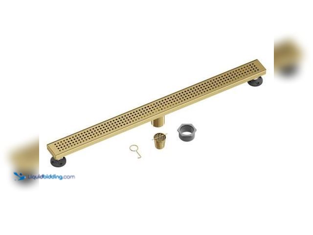 Lot 49-5546471 - BWE 36 in. Linear Shower Drain with Removable Quadrato Pattern Grate, 304 Stainless Shower Drain in ...