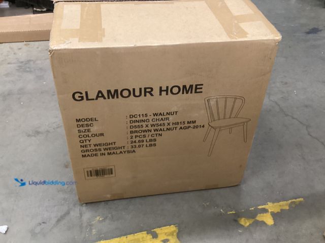Lot 49-5573556 - Glamour Home Dining Chair (Walnut) Model:DC115,. Unused