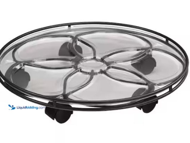 Lot 49-1518515 - Vigoro 17 in. Black Metal Plant Caddy (17 in. D x 2.8 in. H) with Wheels Model # 154273, Unused  Ref...