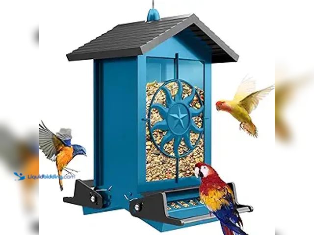 Lot 49-3523844 - Squirrel Proof Bird Feeders for Outdoors, 5LBS Large Capacity Metal Wild Bird Feeder with Bilateral ...