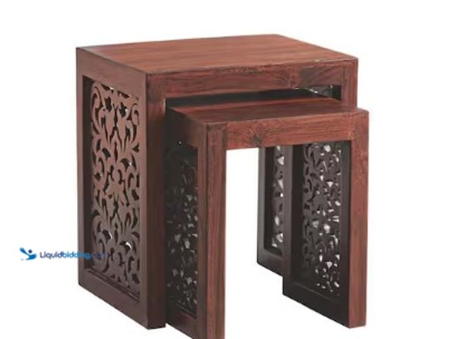 Lot 49-3631413 - Home Decorators Collection Maharaja Walnut Brown 2-Piece Nesting End Table, MSRP $399.00, Model # 06...