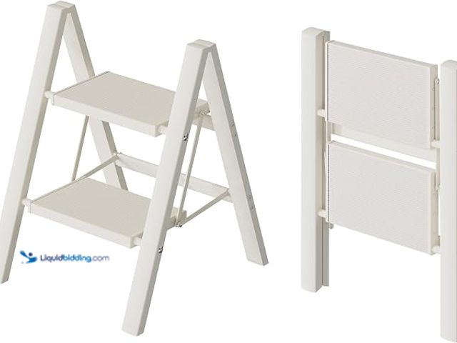 Lot 49-1625696 - 2-Step Ladder, Lightweight Portable 2 Step Stool with Anti-Slip Wide Pedal, 330lbs Capacity Aluminum...