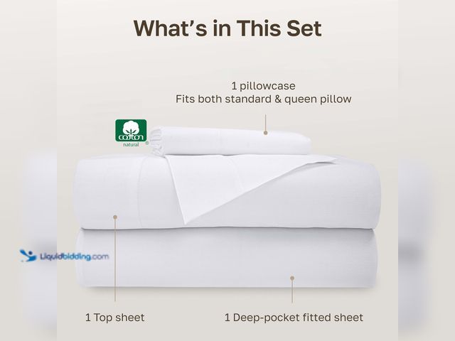 Lot 49-5539618 - California Design Den Twin XL Size Sheet Set - 100% Cotton, 500 Thread Count Sateen, Deep Pocket Bed...