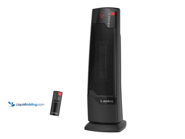 Lot 49-1542330 - Lasko 22" 1500W Oscillating Electric Ceramic Tower Space Heater with Remote, Black, CT22835, Model# ...