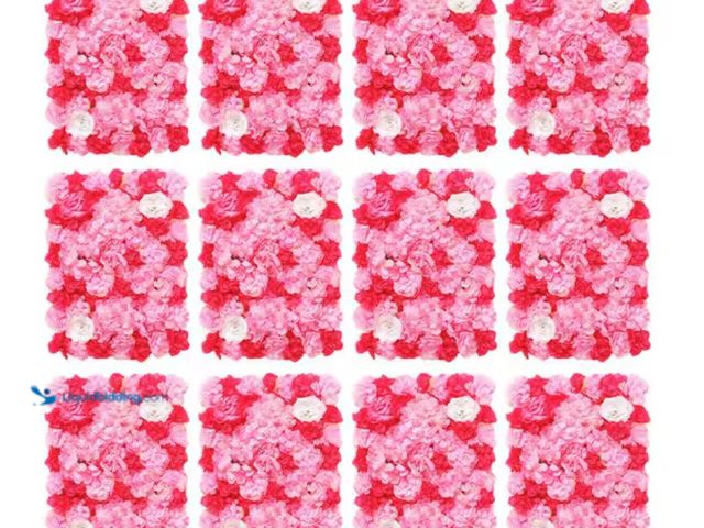 Lot 49-2001075 - (12-Piece) YIYIBYUS Artificial Rose Flower Wall Panels Wall Decorative Wedding Party Background, 15....