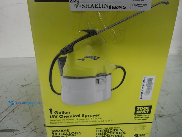 Lot 49-1629187 - RYOBI ONE+ 18V Cordless Battery 1 Gallon Chemical Sprayer (Tool Only), Model # P2800BTL, Unused, Has...