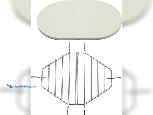 Lot 49-3527395 - Ceramic Heat Reflector Plates and Roaster Drip Pan Racks Replacement for Primo Oval XL Oval G420 G40...