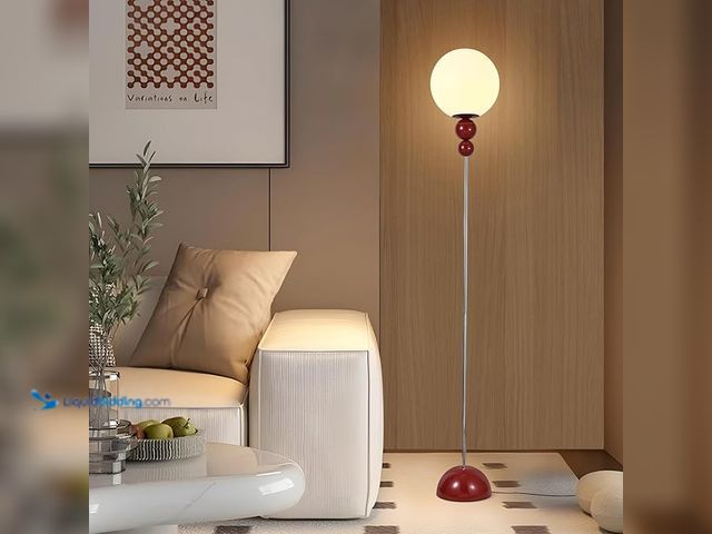 Lot 49-3528100 - Red Floor Lamp for Living Room, Modern Floor Lamps for Bedroom，On/Off Foot Switch, Globe Standing Li...
