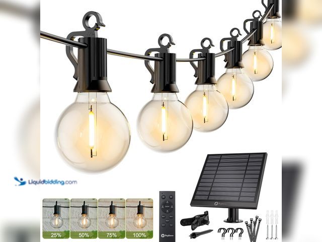 Lot 49-5453758 - Brightown  Solar String Lights Outdoor with Remote Cable Ties and Hooks, Commercial Grade Patio Ligh...