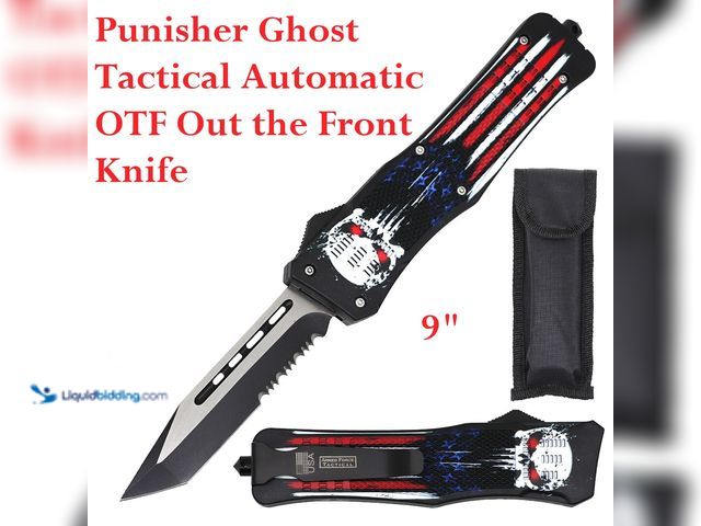 Lot 49-5492903 - Armed Force Tactical Punisher Ghost Tactical Automatic OTF Out the Front Knife 9" with Tanto Blade -...