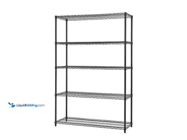 Lot 49-1569516 - TRINITY Black Anthracite 5-Tier Steel Wire Shelving Unit (48 in. W x 72 in. H x 18 in. D), Model # H...