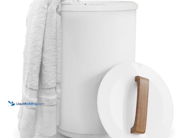 Lot 49-3431908 - SAMEAT Heated Towel Warmers for Bathroom - Large Towel Warmer Bucket, Wood Handle, Auto Shut Off, Fi...