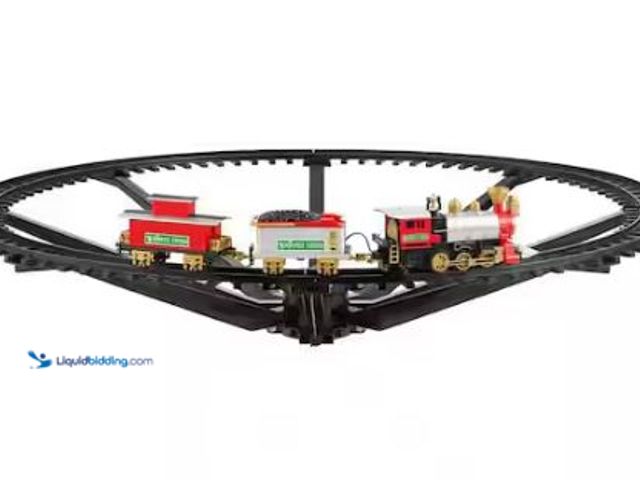 Lot 49-1540818 - Home Accents Holiday, 9 ft. Christmas Tree Train Set, Model # 5523018, Slightly used, Tested works. ...