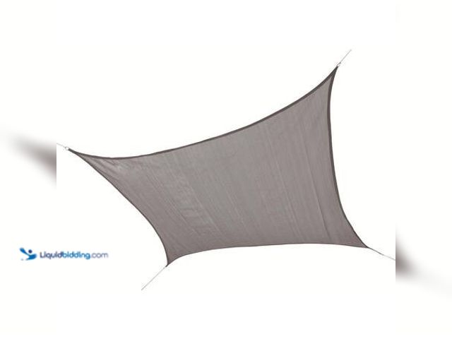 Lot 49-5553495 - Vigoro 12 ft. x 12 ft. Stone Gray Square Shade Sail Model # 25683 UNUSED. BOX DAMAGED.