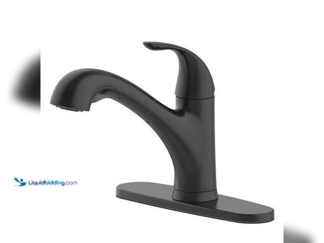 Lot 49-5453376 - Glacier Bay Market Single-Handle Pull-Out Sprayer Kitchen Faucet in Matte Black. [Model # HD67737-00...